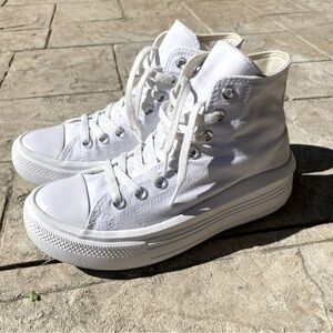 Converse High Top White Platform Sneakers
